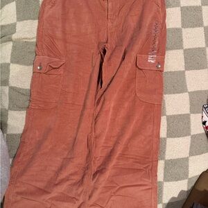 American Eagle Rust Ribbed Cargo Pants